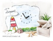 Leuchtturm – Uhr mit Magnettafel