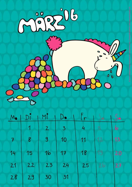 Kalender – März 2016 - freebie - byStoffregen