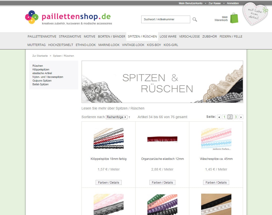 Pailletten, Nieten, Borten, Bänder uvm. kaufen auf paillettenshop.de