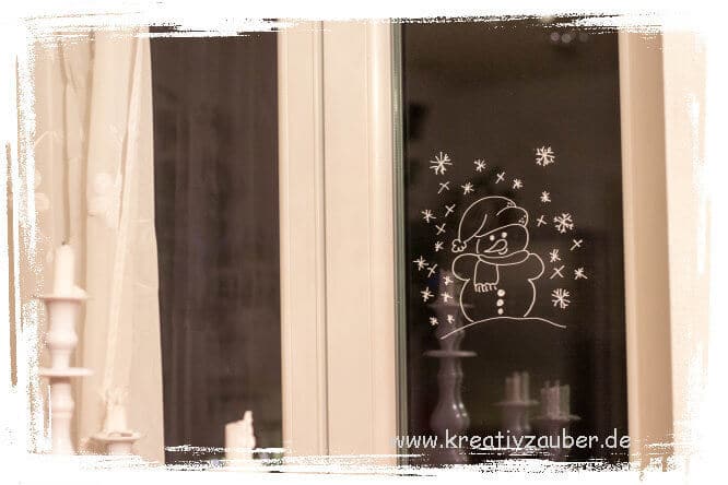 Winterfenster bemalen mit Kreidemarker