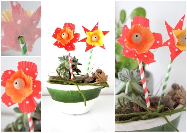 {für Mutti: } Papierblumen aus Muffinförmchen