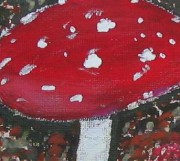 Detailreiche Illustration eines roten Fliegenpilzes mit weißen Punkten, handgezeichnet im Stil der HANDMADE Kultur, ideal für kreative und naturbezogene Projekte.