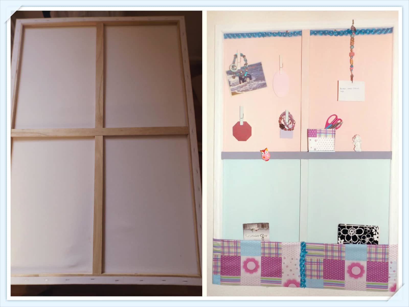 Memoboard aus alten Keilrahmen