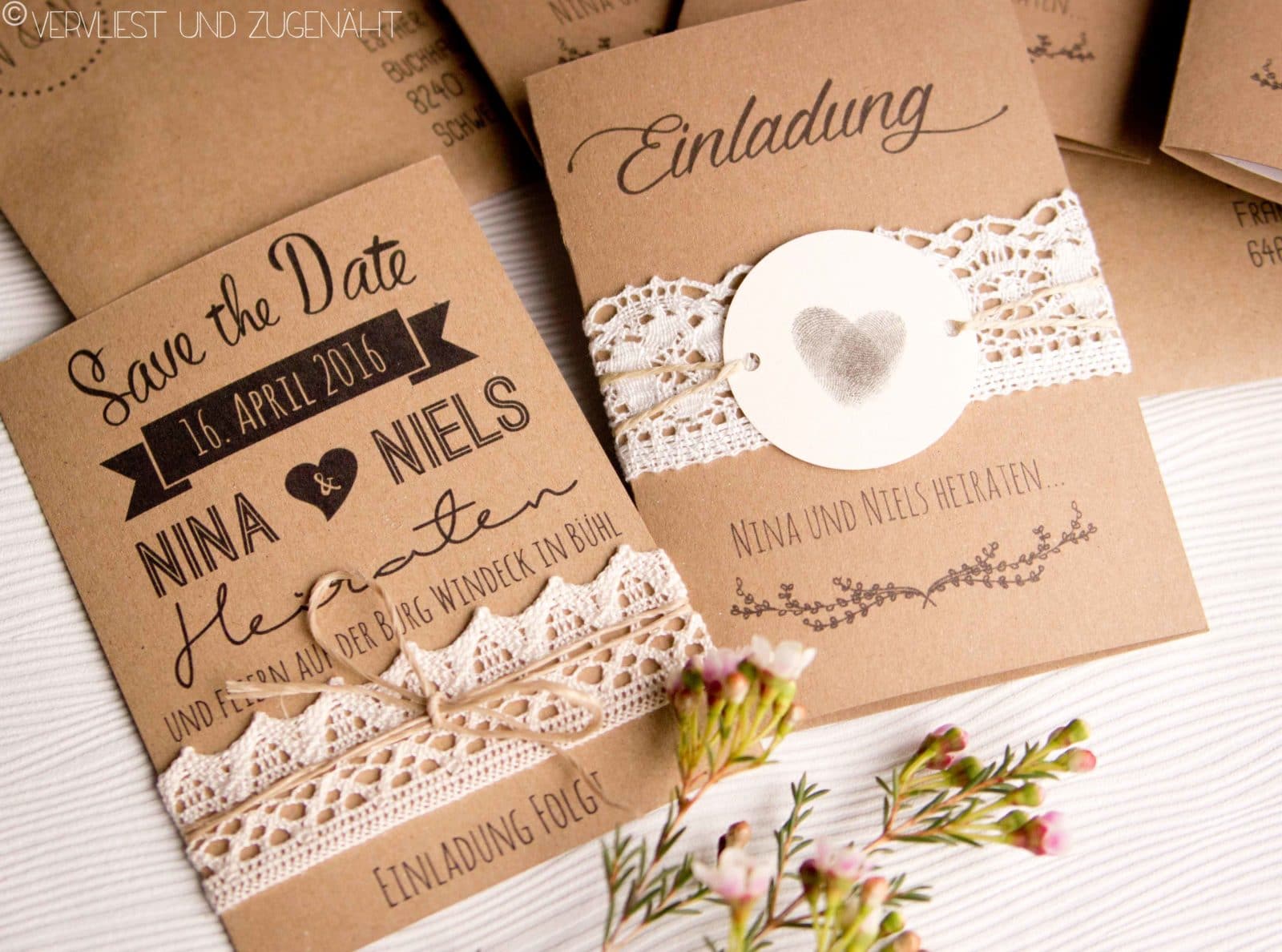 Hochzeitseinladungen aus Kraftpapier - Inkl Vorlage - HANDMADE Kultur