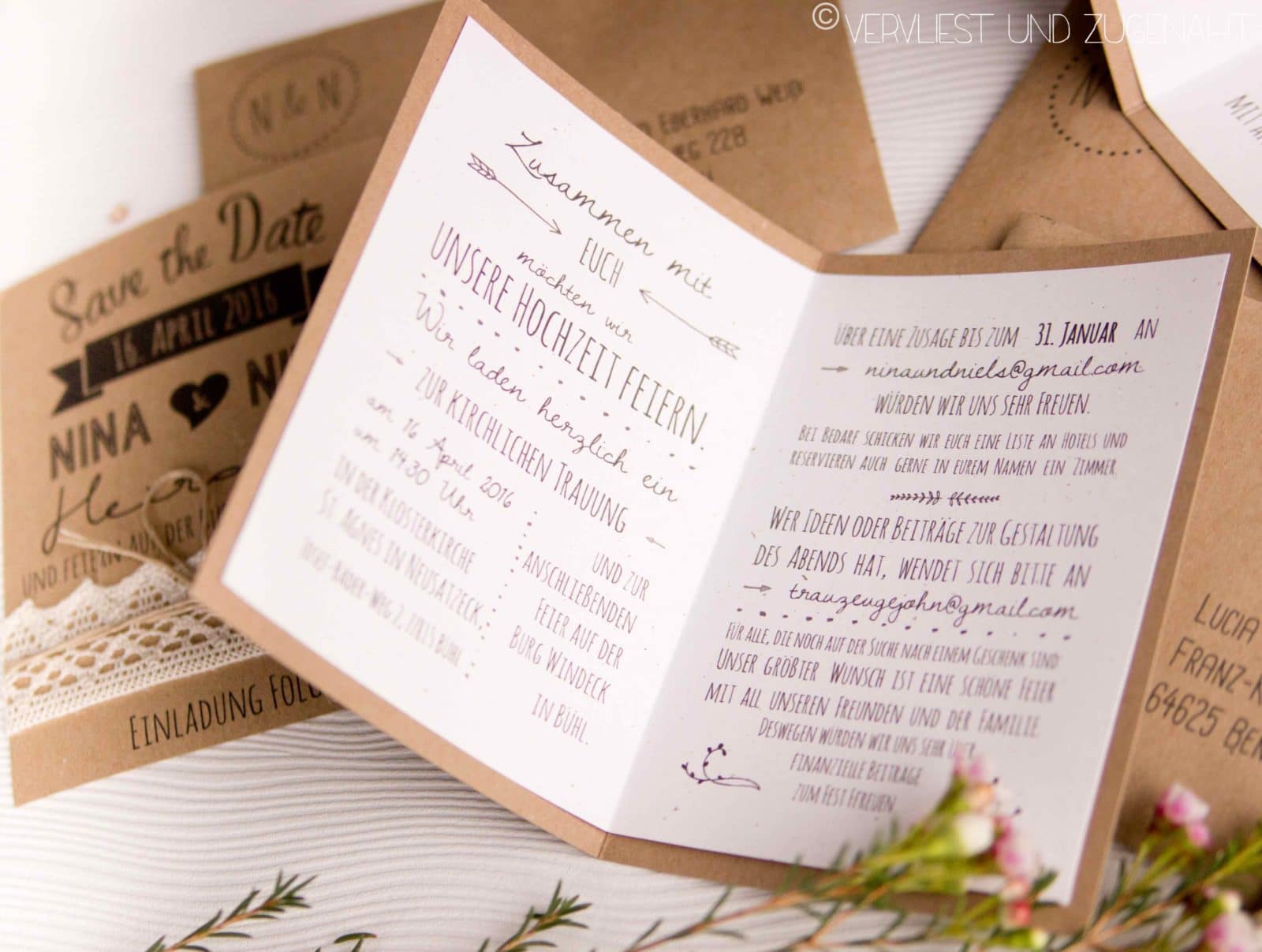 Hochzeitseinladungen aus Kraftpapier – Inkl Vorlage