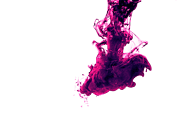 Farbenfrohe Tinten- und Farbexplosion mit lebendigen Pink- und Violetttönen, die dynamisch in die Luft steigen, ideal für kreative und handgemachte Kunstprojekte.