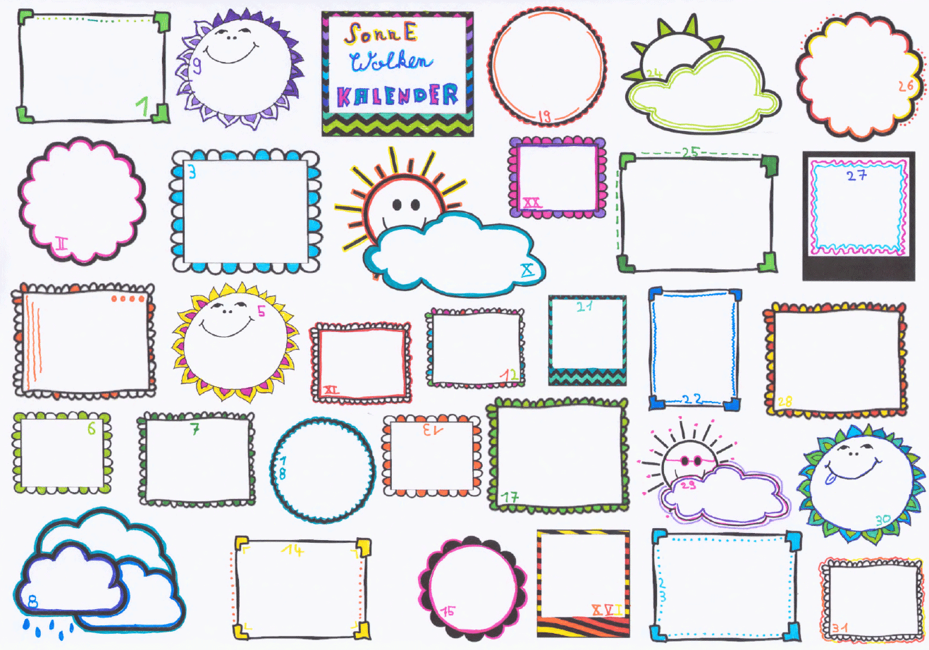 Freebie Motivationskalender / Sonne-Wolken-Kalender
