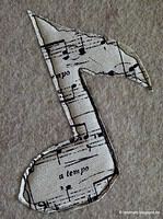 Mug Rug mit musikalischer Note