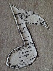Mug Rug mit musikalischer Note