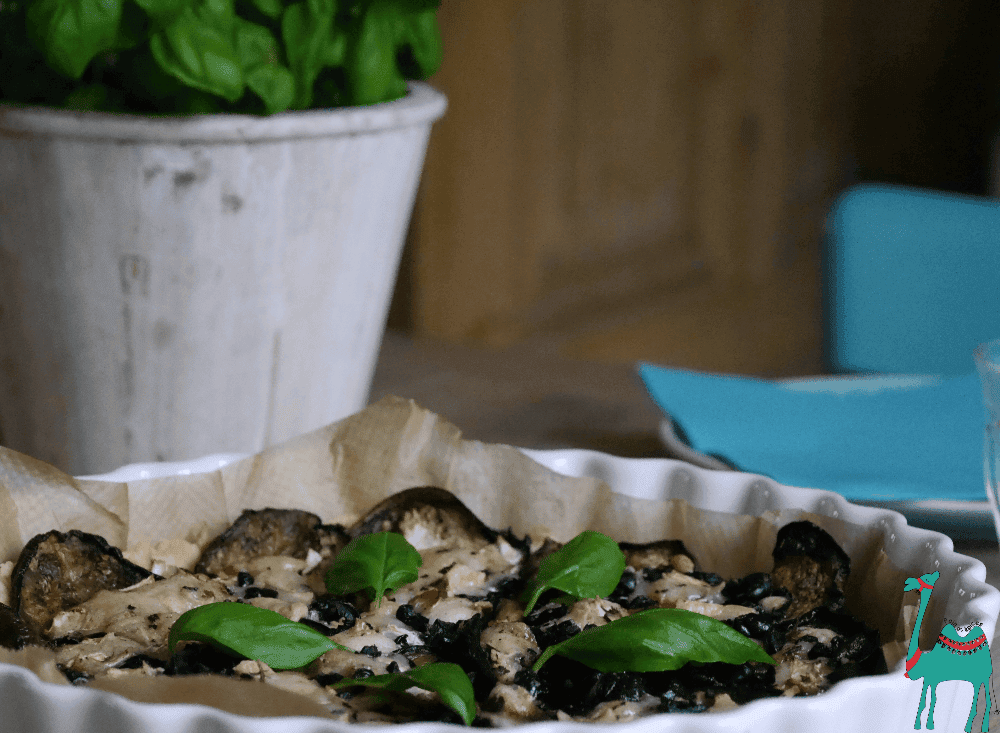 Auberginen Tarte mit Ziegenkäse/Oliven Topping