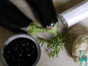 Auberginen Tarte mit Ziegenkäse/Oliven Topping
