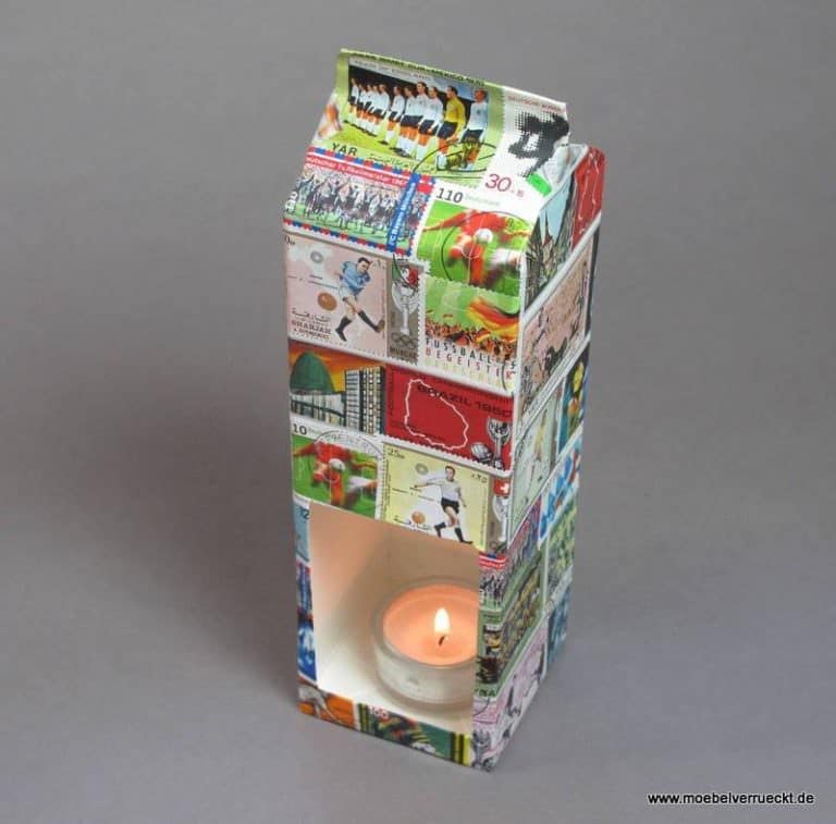 Einen Kerzenständer aus Milchtüte basteln, ist billig und einfach