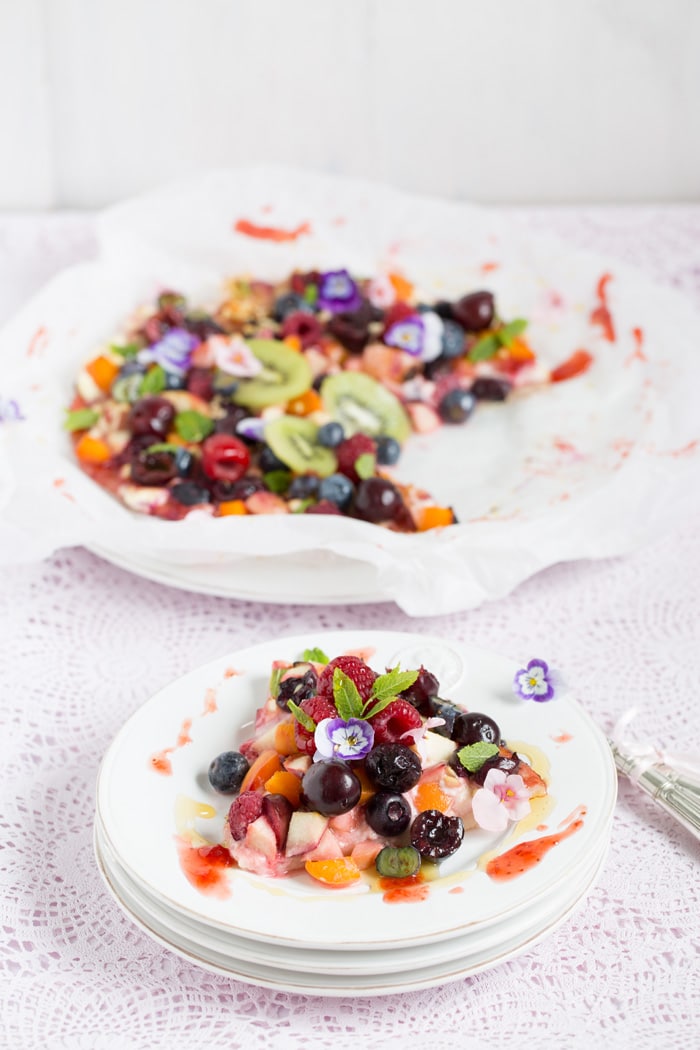 „Glutenfreie Obst Pizza!“