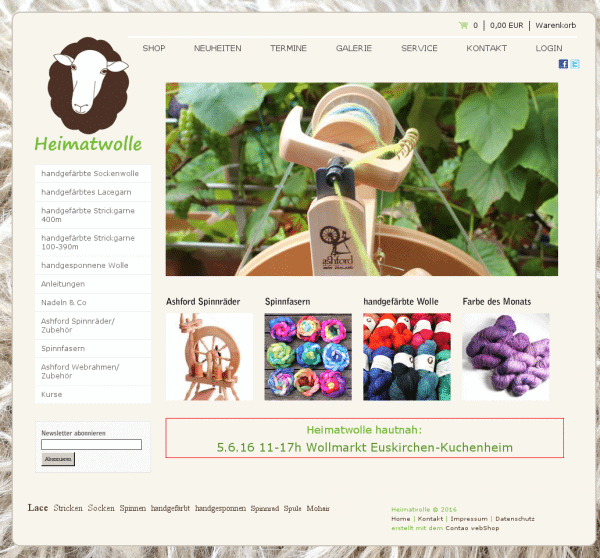 home – Heimatwolle – Online-Shop für handgefärbte Wolle, Spinnfasern, Ashford Spinnräder und Strick-Zubehör