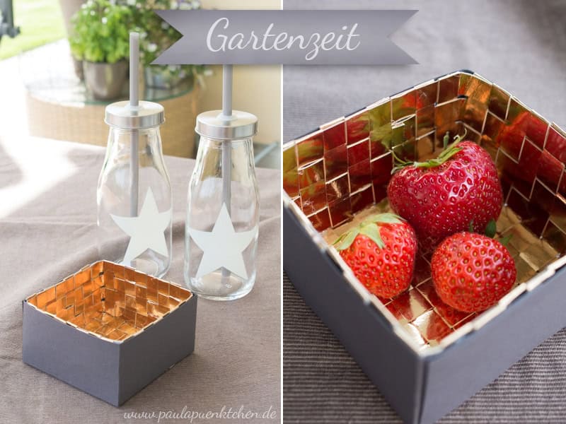 Upcycling: Kleiner Flechtkorb aus einer Schaumkussschachtel