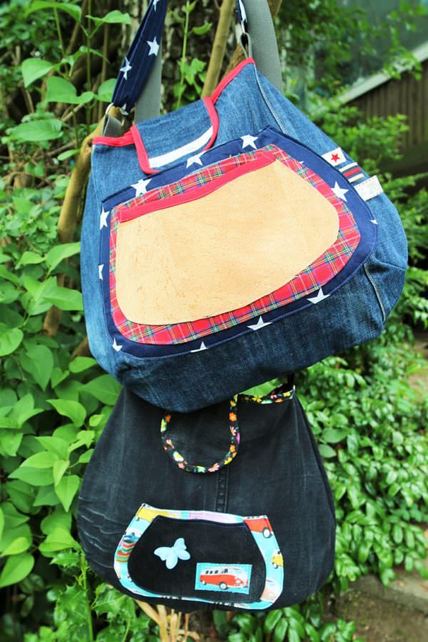 Freebook: Schultertasche aus Jeans nähen | Upcycling