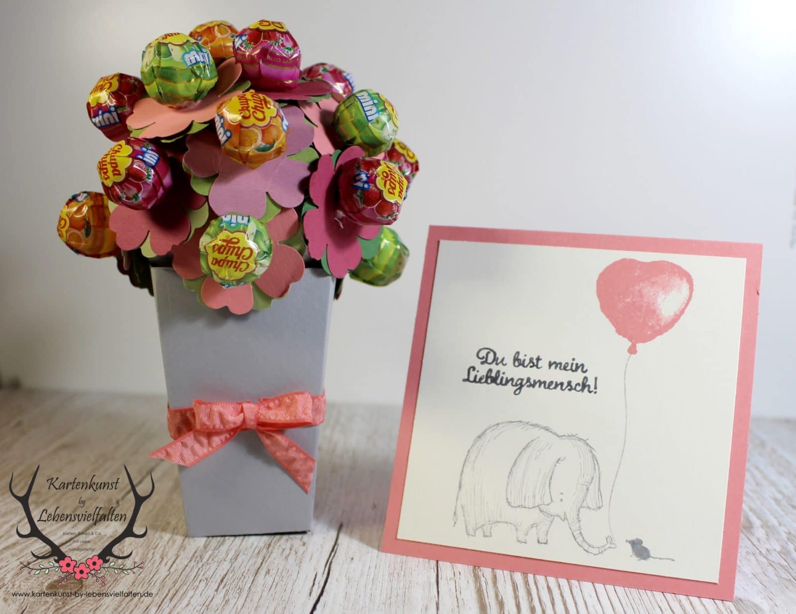 Chupa Chups Blumenstrauß und kleine Karte für Lieblingsmenschen