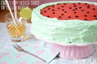 Erdbeer-Pfirsich-Torte in Melonenoptik