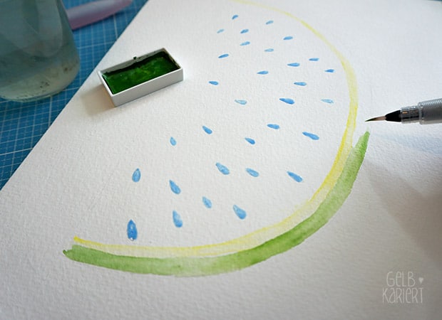 Malen mit Aquarell – sommerliche Wassermelone