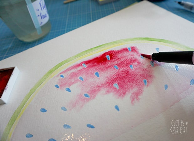 Malen mit Aquarell – sommerliche Wassermelone