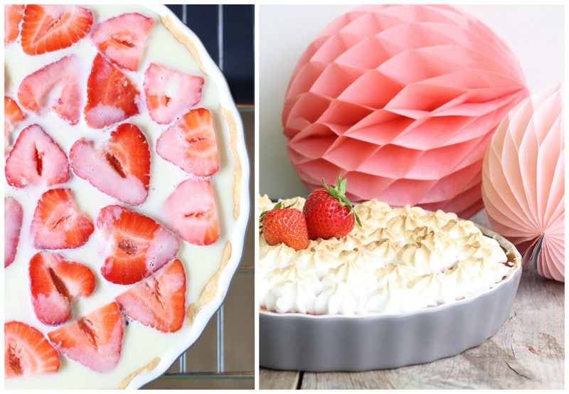 {lecker: } Erdbeertarte mit Baiser und Eierguß