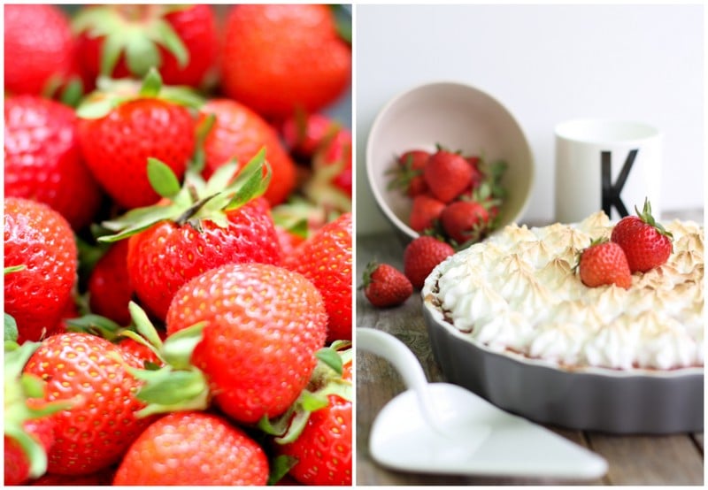 {lecker: } Erdbeertarte mit Baiser und Eierguß