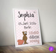 Poster zur Geburt "Bär" A4