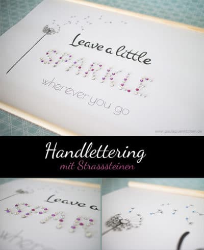 Wanddeko: Handlettering mit Strasssteinen