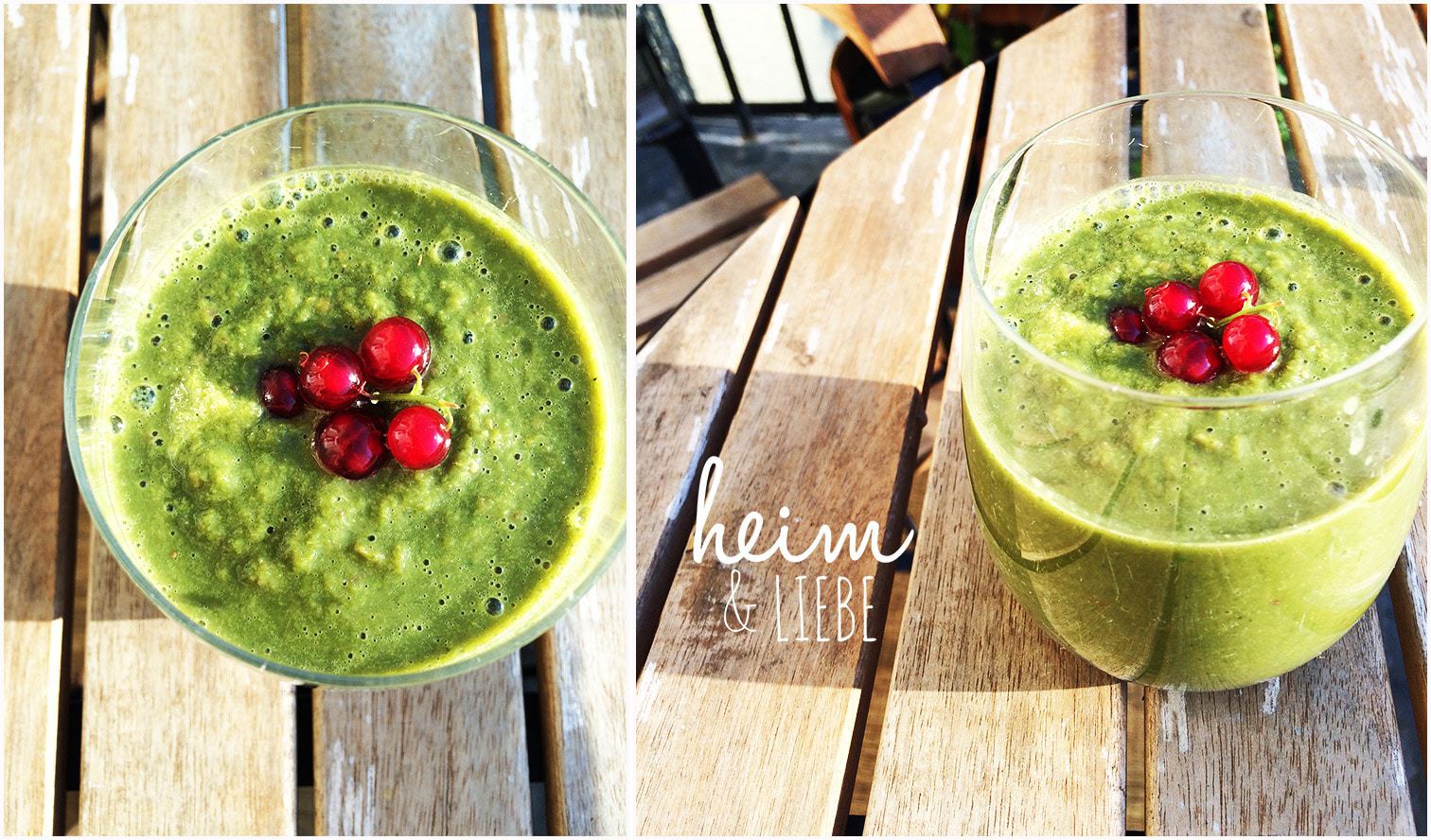 grüner Smoothie mit Blattgrün aus dem Garten