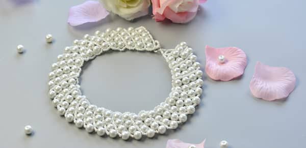 Wie handgefertigte weisse Echte Perlen Halskette