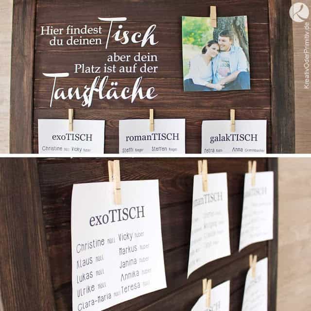 Sitzplan Tafel zur Hochzeit