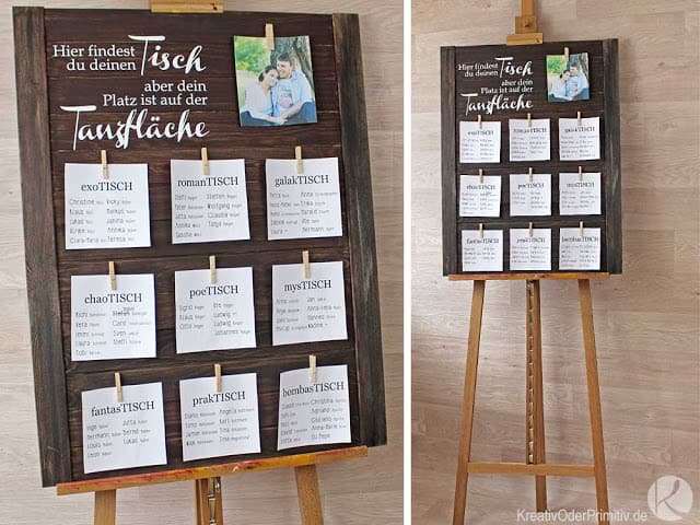 Sitzplan Tafel zur Hochzeit