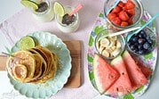 Pancake-Turm zum Frühstück