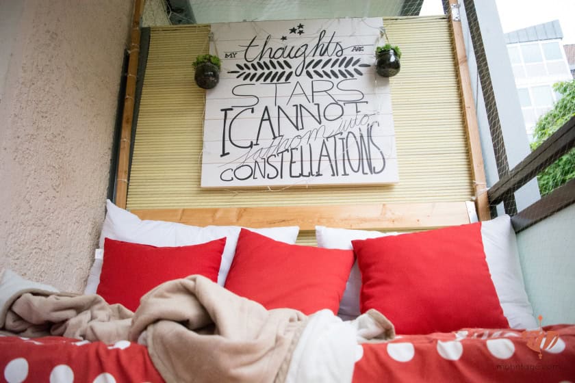 DIY Handlettering Wandbild aus Holz für den Balkon