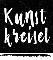 Handgemalte Schriftzug 'Kunst Kreis' auf schwarzem Hintergrund, kreative und künstlerische Gestaltung für Handmade Kultur.