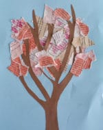 Für Bücherbegeisterte: Herbst Collage aus Buchseiten