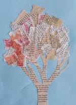 Für Bücherbegeisterte: Herbst Collage aus Buchseiten