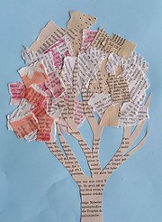 Für Bücherbegeisterte: Herbst Collage aus Buchseiten