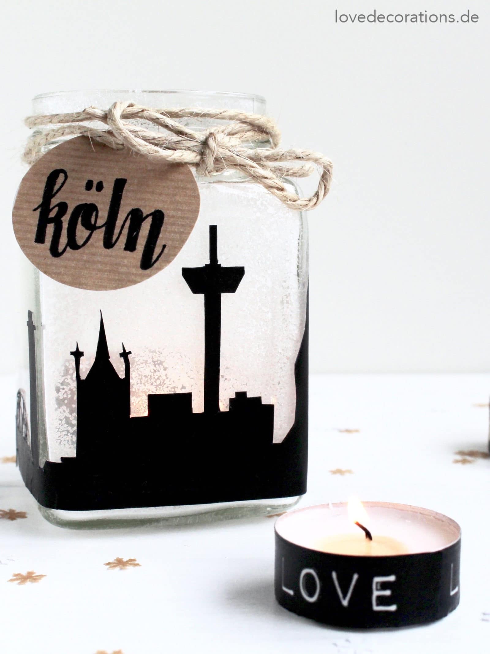 DIY Skyline Teelichtglas