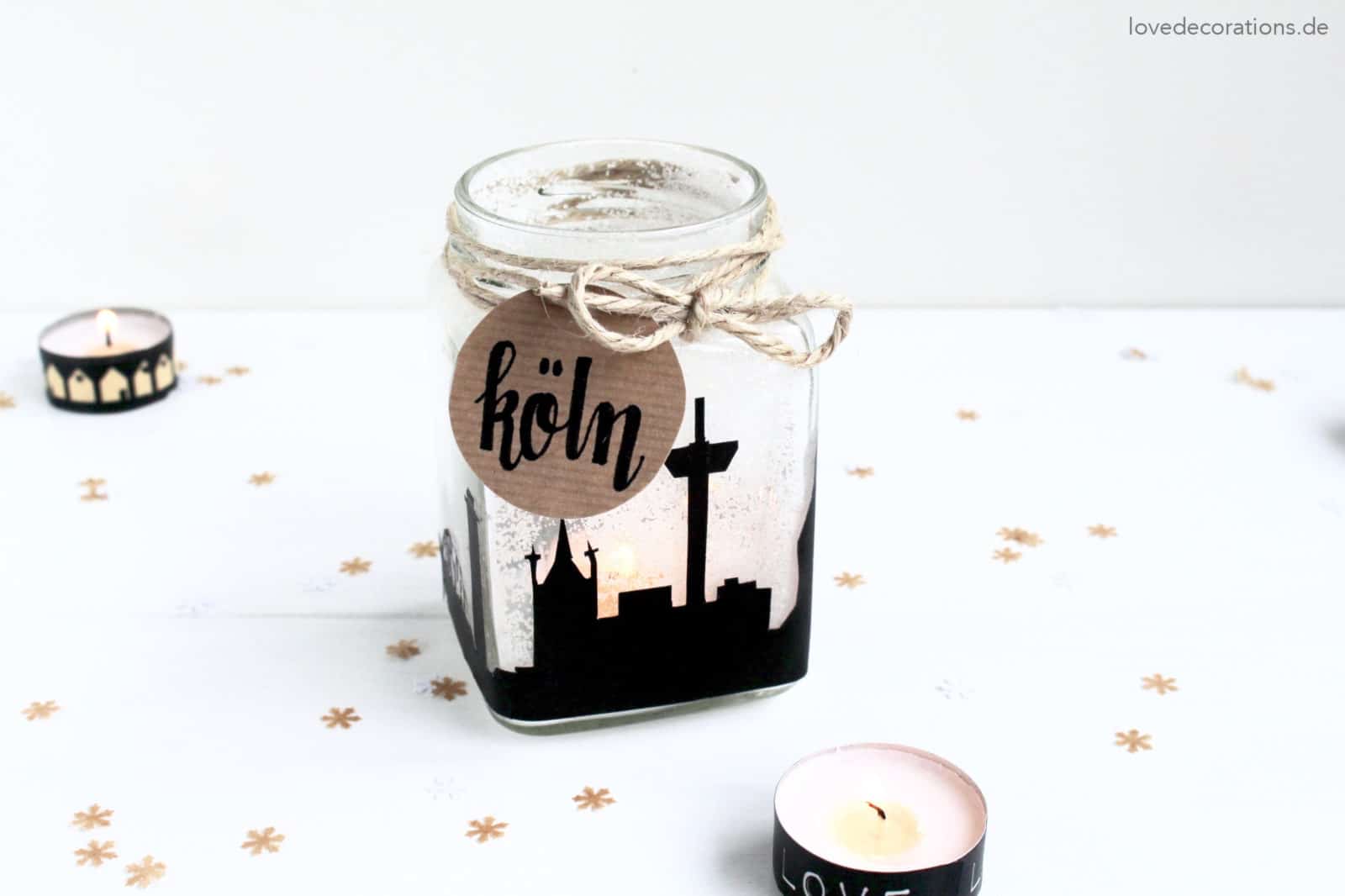 DIY Skyline Teelichtglas