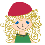 Illustration einer fröhlichen Frau mit lockigem Haar, rotem Hut und grüner Kleidung, symbolisiert kreative Handarbeit und Kunsthandwerk bei HANDMADE Kultur.