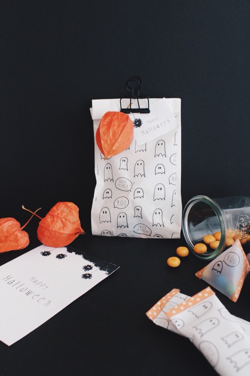 Großes HALLOWEEN-Printables Set inkl. Anleitung für Dreieckstütchen