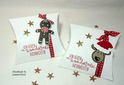 2 weihnachtliche Pillowboxen