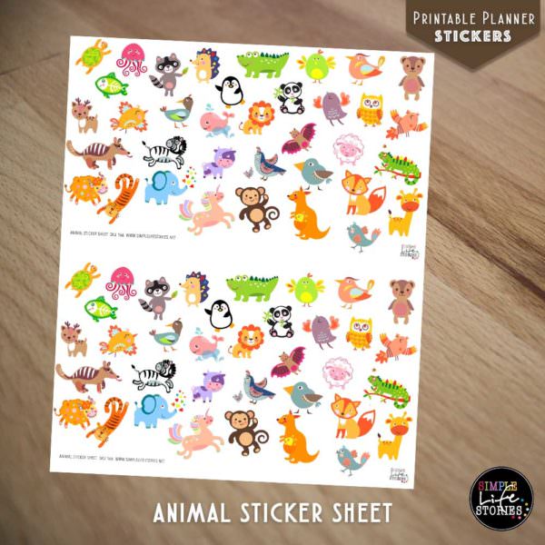 Ausdruckbare Sticker: Animal Sticker Sheet