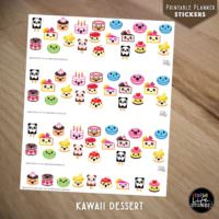 Ausdruckbare Sticker: Kawaii Dessert