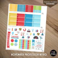 Ausdruckbare Sticker: November Professor Nitro