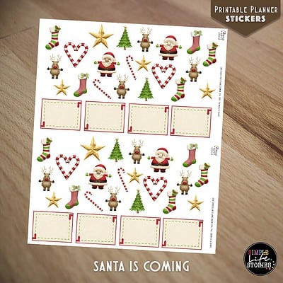 Ausdruckbare Sticker: Santa Is Coming