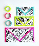 3 DIY Umschläge aus Geschenkpapier – Schwarz / Weiß und Neonfarben