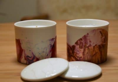 Verzierung mit Nagellack, Kerze