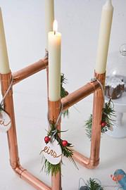 DIY Kerzenständer aus Kupferrohr … mit Last-Last-Last-Minute Adventskranz-Idee | Mohntage